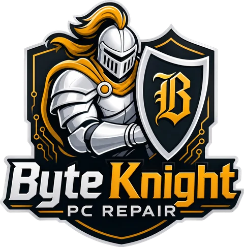 Byteknight PC Repair logo — a knight with a shield